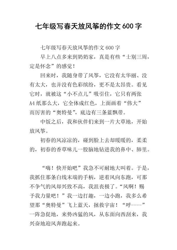 放风筝的作文600字范文