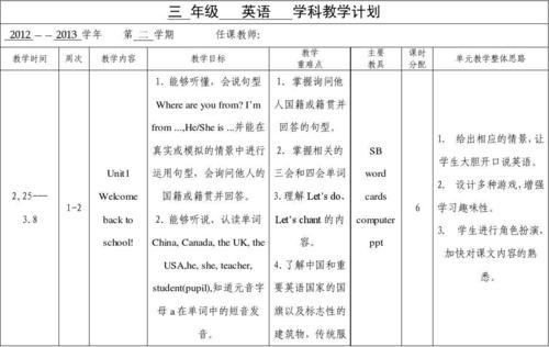 三年级下册英语教学工作计划三篇