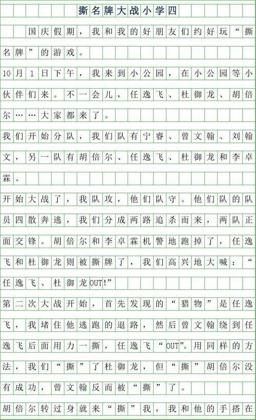 撕名牌大战 有趣的比赛700字作文