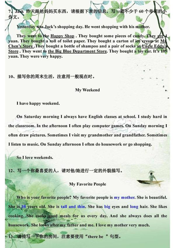英语老师熬夜整理:小学六年级英语作文大全,务必为孩子存一份! 1