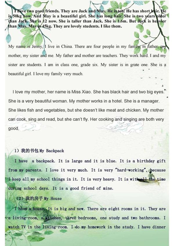 英语老师熬夜整理:小学六年级英语作文大全,务必为孩子存一份! 4
