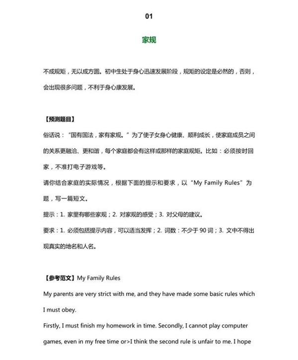 2020中考英语作文预测：18个热点话题及范文，初三孩子必收藏打印 1