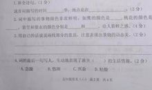 五年级语文第七单元测试，平均85分，阅读，作文有点拉分