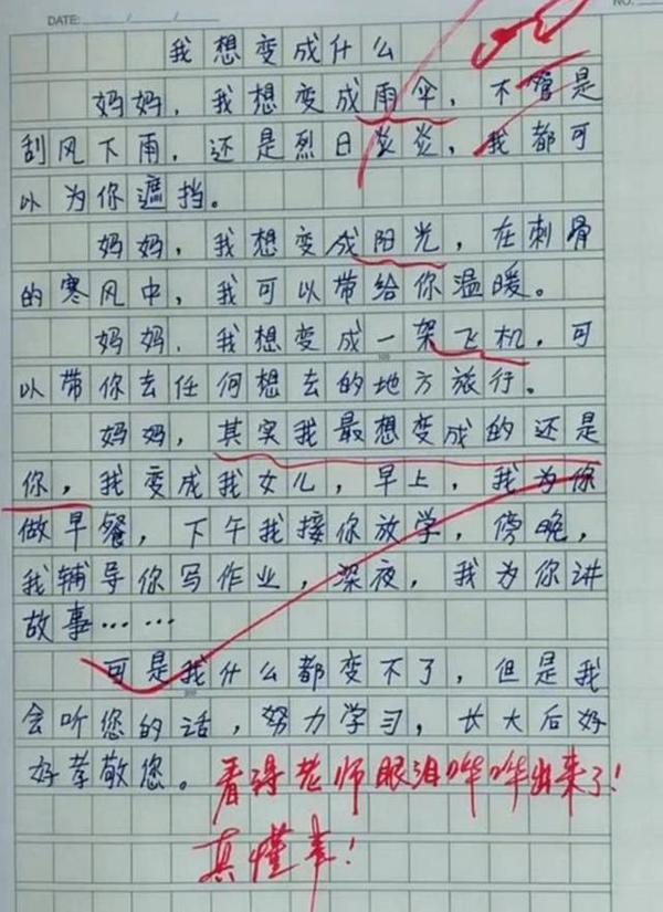 小学生的优秀作文,虽然语句简单,可满屏皆是对妈妈的爱 2