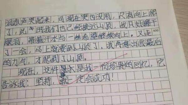 五年级作文:一次——的尝试,爬山爬到哭,老师说有意思 1