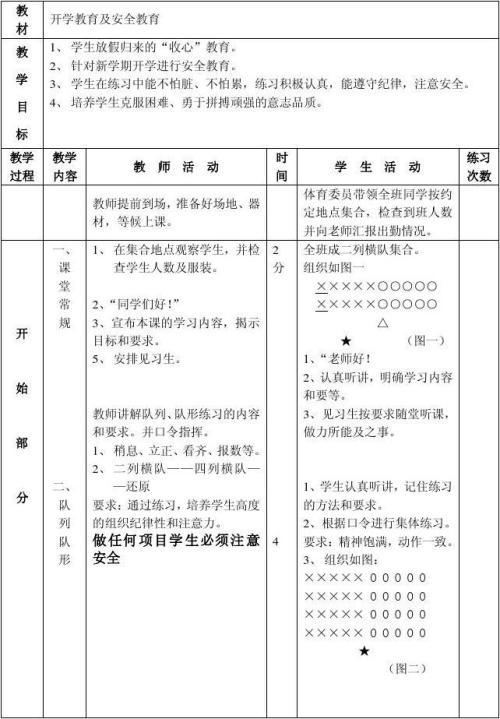 开学第一节体育课教案