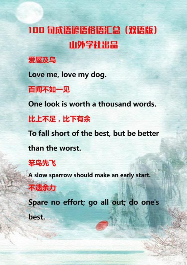 英语作文提分:人手必备,初中英语100句谚语汇总