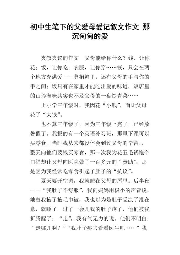 沉甸甸的爱作文850字
