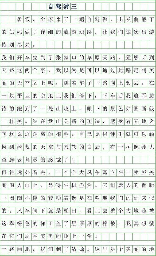 第一次自驾游 难忘的自驾游作文1000字