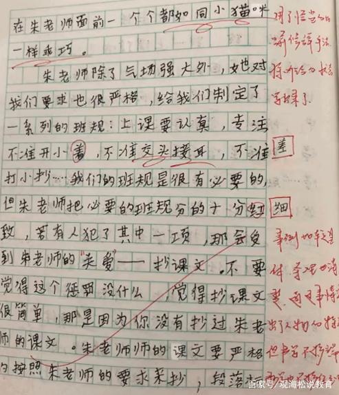 老师批改小学生作文:老师的字写得好,内容改得好,妈妈也被感动 4