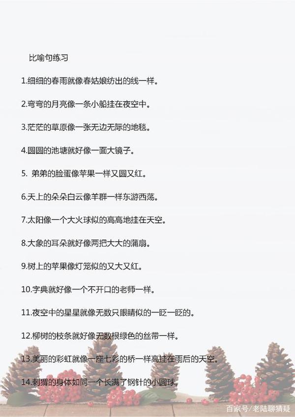 小学语文:比喻句摘抄大全,写作文的绝佳素材!收藏好