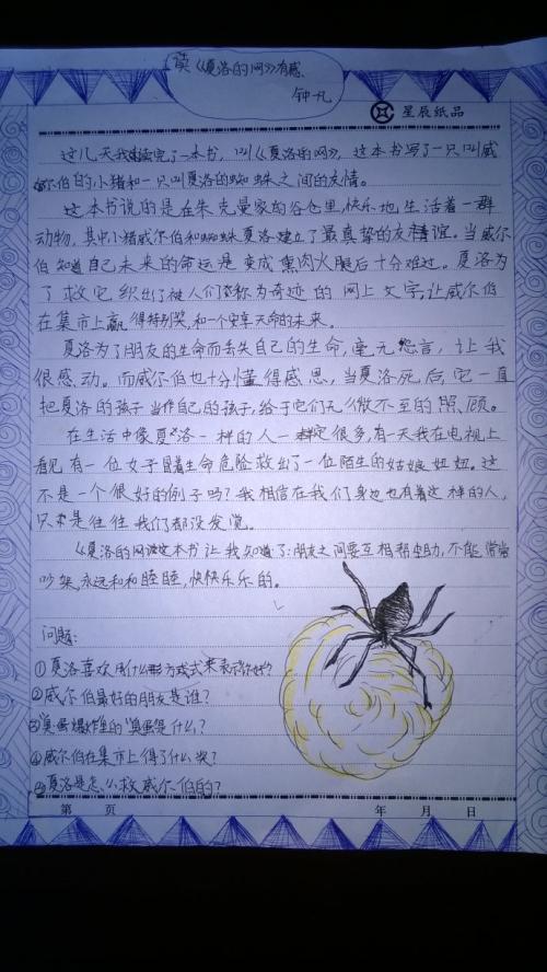 四年级夏洛的网读后感600字