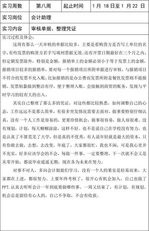 财务人员实习周记5篇