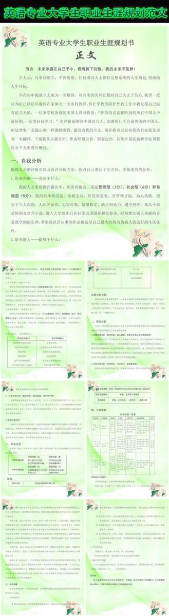 英语专业大学生职业规划书范文