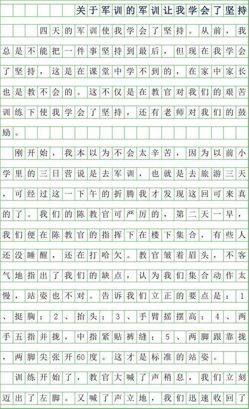 生存训练 四年级军训作文300字