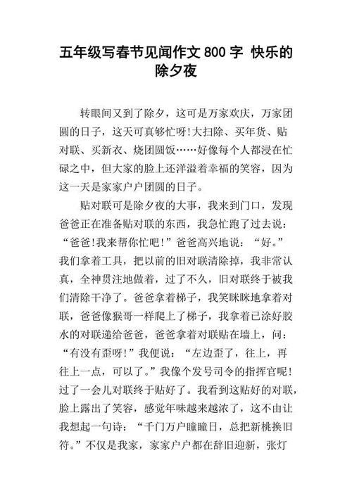愉快的除夕夜初中作文