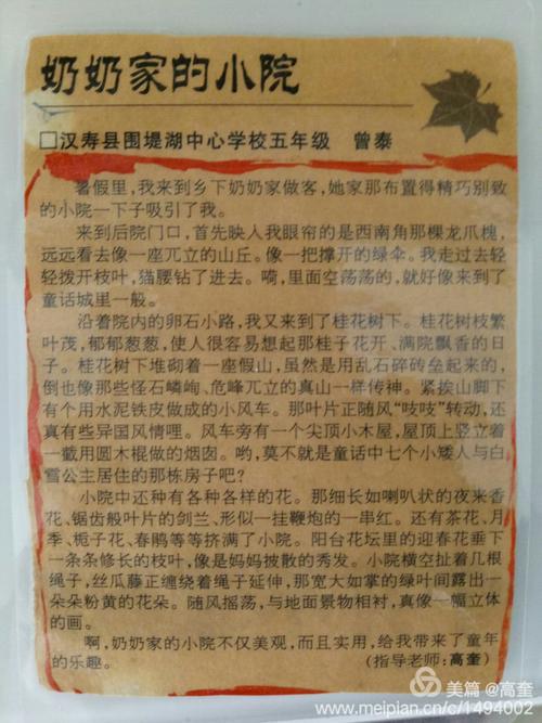 中考优秀作文|《姥姥家的小院》
