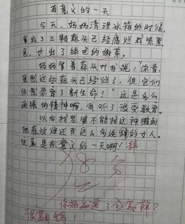 “妈妈不化妆,样子可丑了!”小学生作文狂“损”亲妈!家长群炸锅了!还有更狠的…… 9