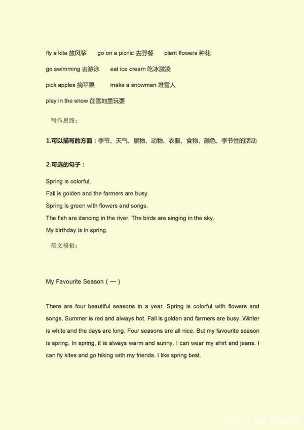 英语老师:小学英语作文专题,打印贴墙孩子背,写作下笔如有神! 2