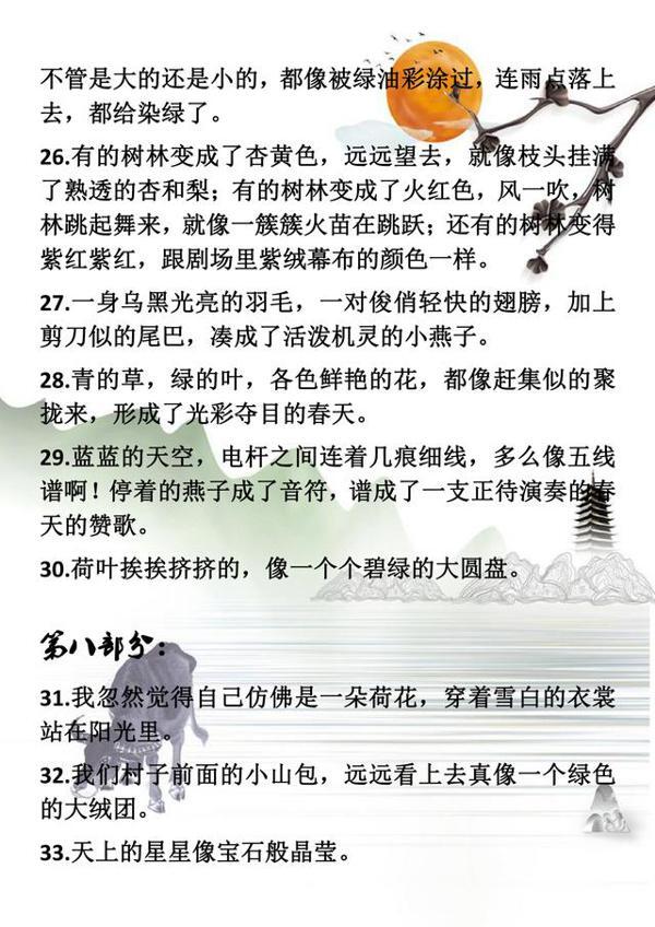 小学语文：满分作文摘抄，比喻、拟人、夸张、排比句整理！快学着 4