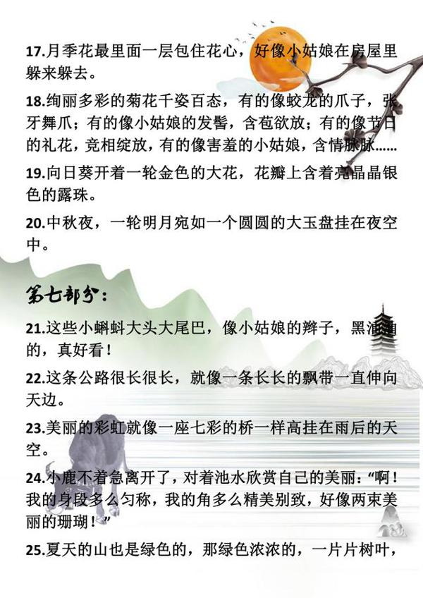 小学语文：满分作文摘抄，比喻、拟人、夸张、排比句整理！快学着 3