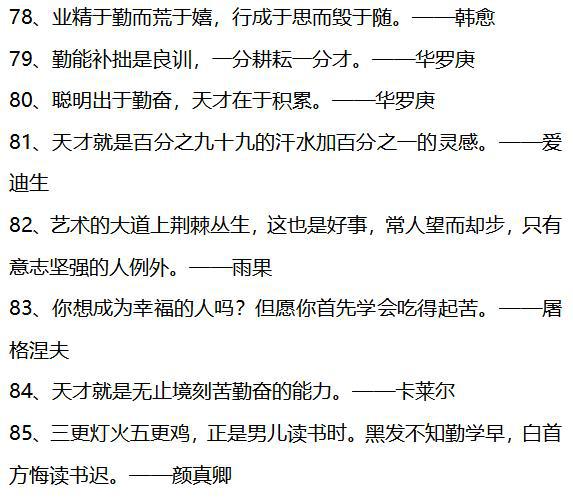 100句关于勤奋的名言警句,写在作文里,励志又增彩!太实用了! 11