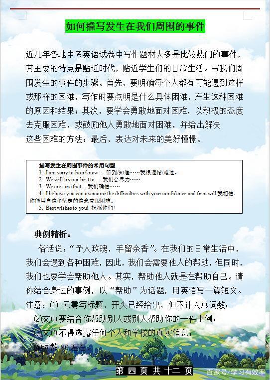 还在为写英语作文而感觉到难吗?初中英语作文就这几类,快收藏! 3