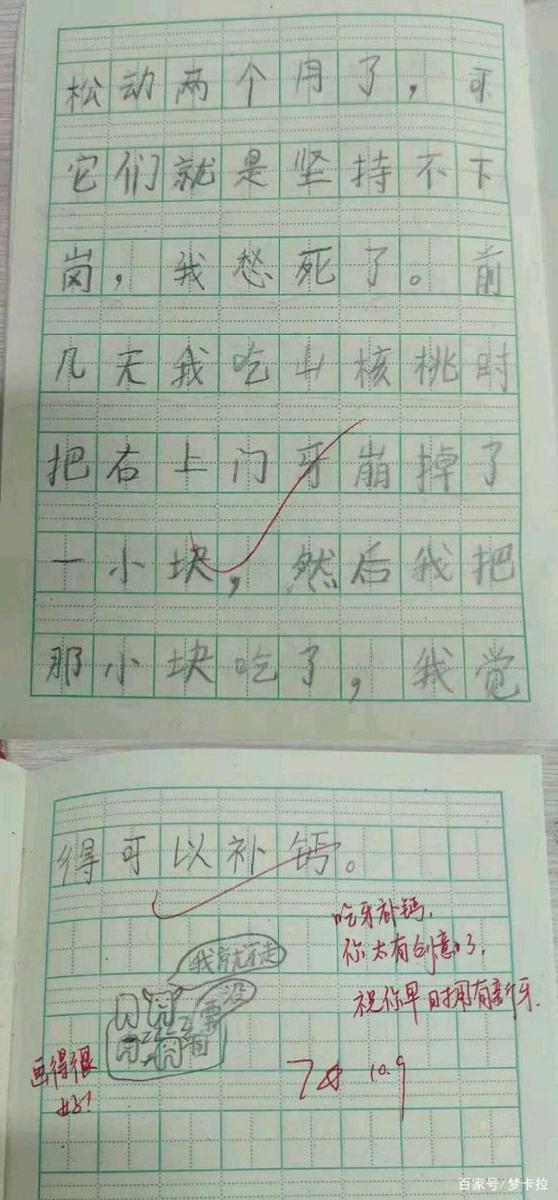 小学生作文虽然幼稚，但有些创意大人却想不到，例如：吃牙补钙！ 4