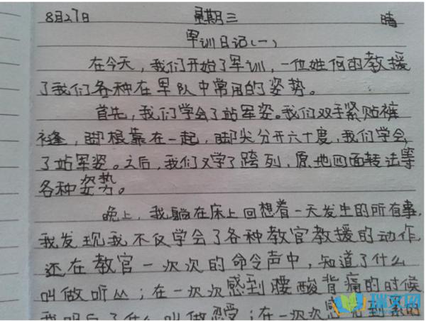 转体 军训日记300字
