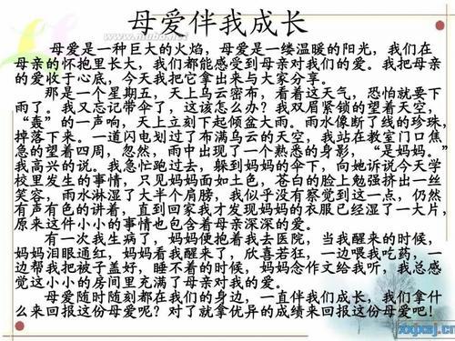中考优秀作文|《成长中母爱与我相随》