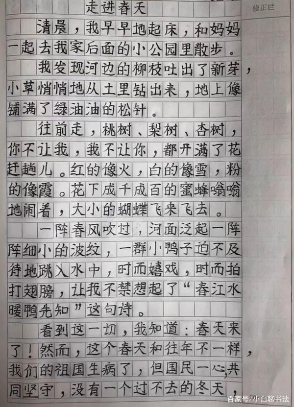 二年级学霸在作文中写出了“印刷体”字迹,轻松赢得老师“芳心” 1