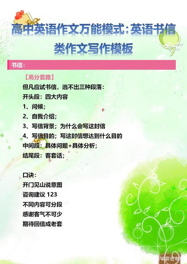 学霸熬夜整理：高考英语写作万能模板，满分作文的优选，你看了吗 1