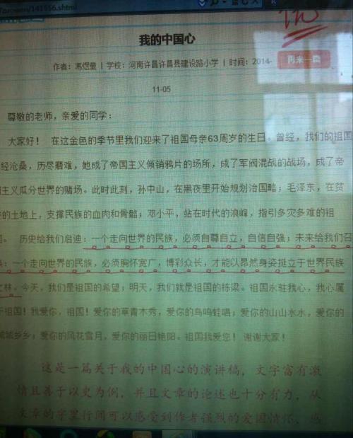 我的中国心演讲稿_350字