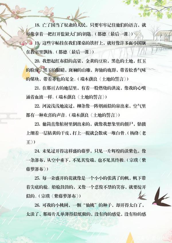 部编版七-九年级语文教材修辞语句积累,背一背,老师作文给高分 2