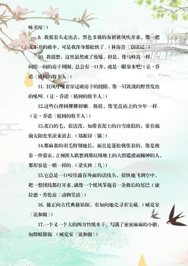部编版七-九年级语文教材修辞语句积累,背一背,老师作文给高分 1