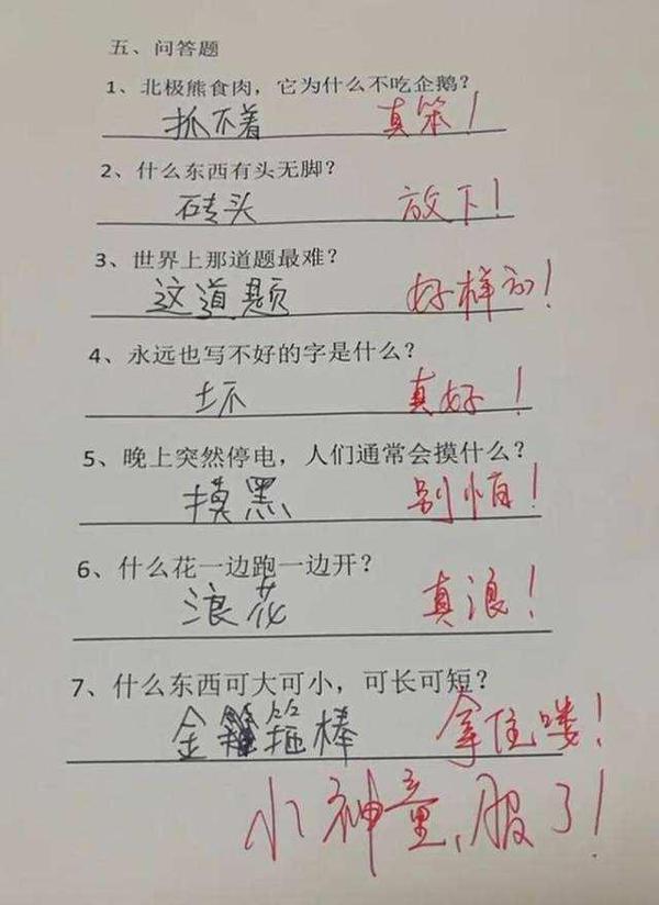 一组小学生的脑洞答案火了,9字作文得满分,老师夸赞“屈才了” 7