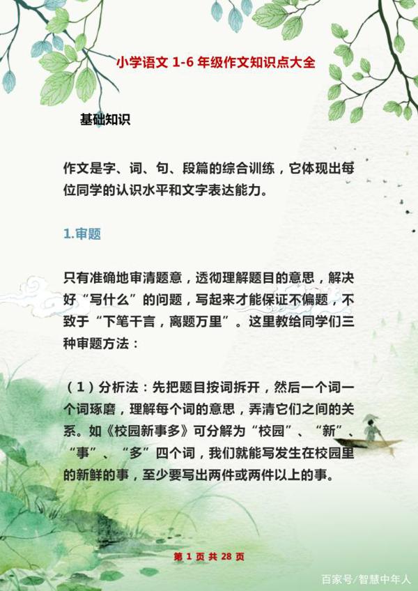 小学语文:满分作文写作技巧讲解+范文分析!让孩子作文“0”扣分