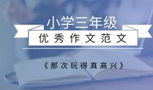 原创 三年级优秀作文例文《那次玩得真高兴》