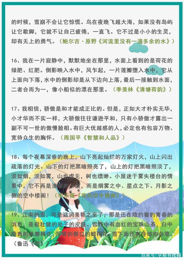 小学语文满分:优美比喻句、拟人句、排比句大全,满分作文必备 9
