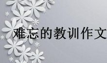 难忘的教训 一次深刻的教训700字作文