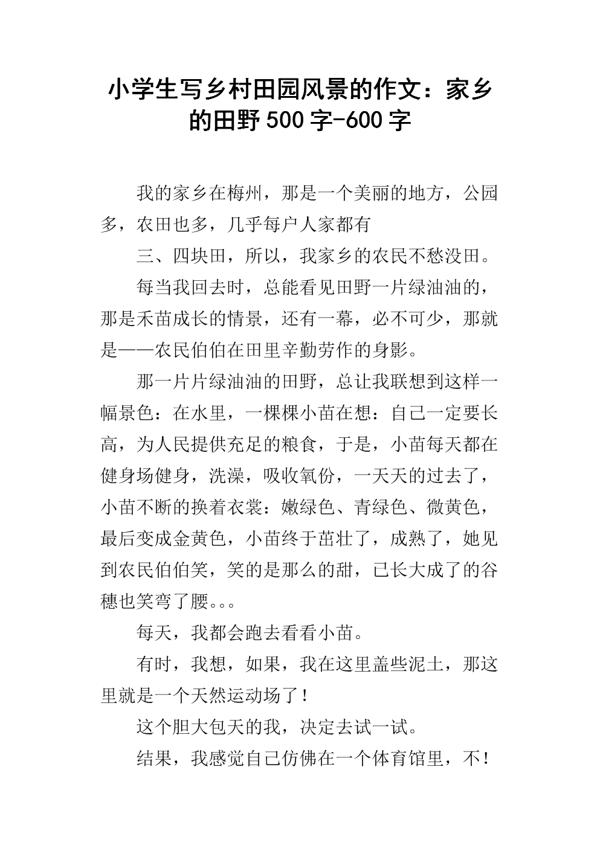 故乡的田野-一年四季作文500字