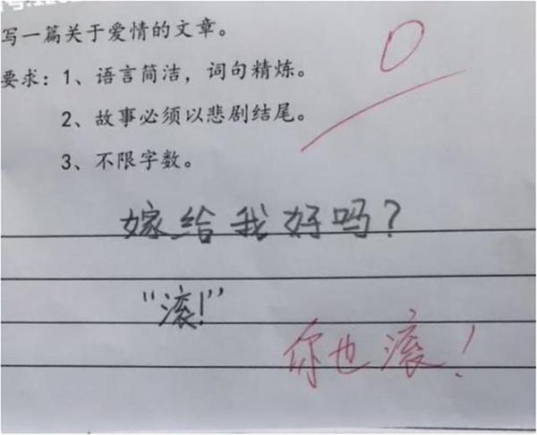 小学生脑洞大开,作文让人啼笑皆非,只用9个字就能写出江湖恩怨 5