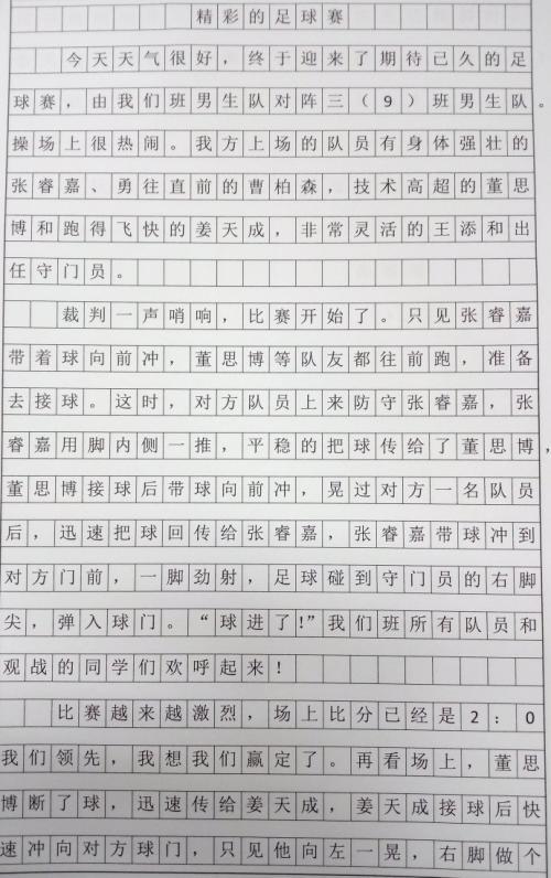 单元作文：小小足球赛_900字