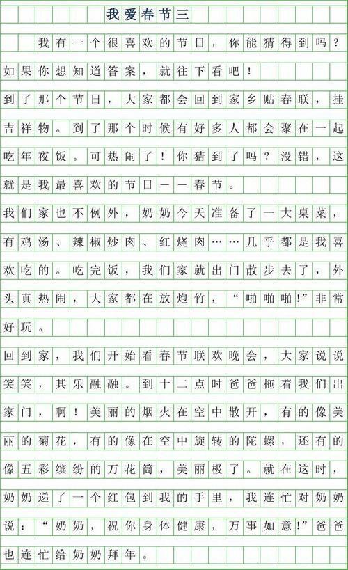 过年的3年级作文300字8篇