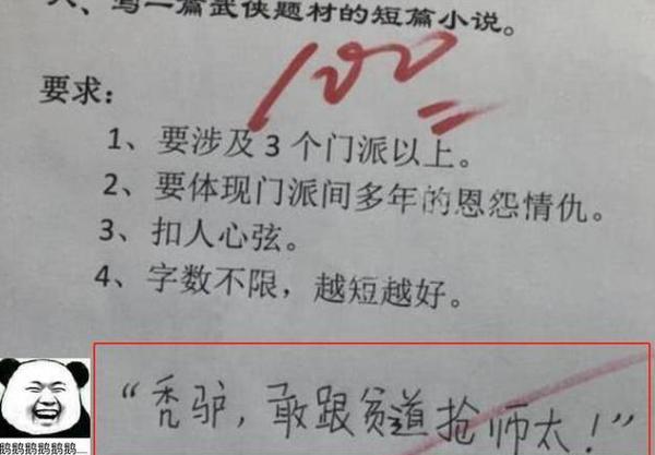 小学生一篇作文写了“9个字”,老师直接给100分,网友大呼有才 4