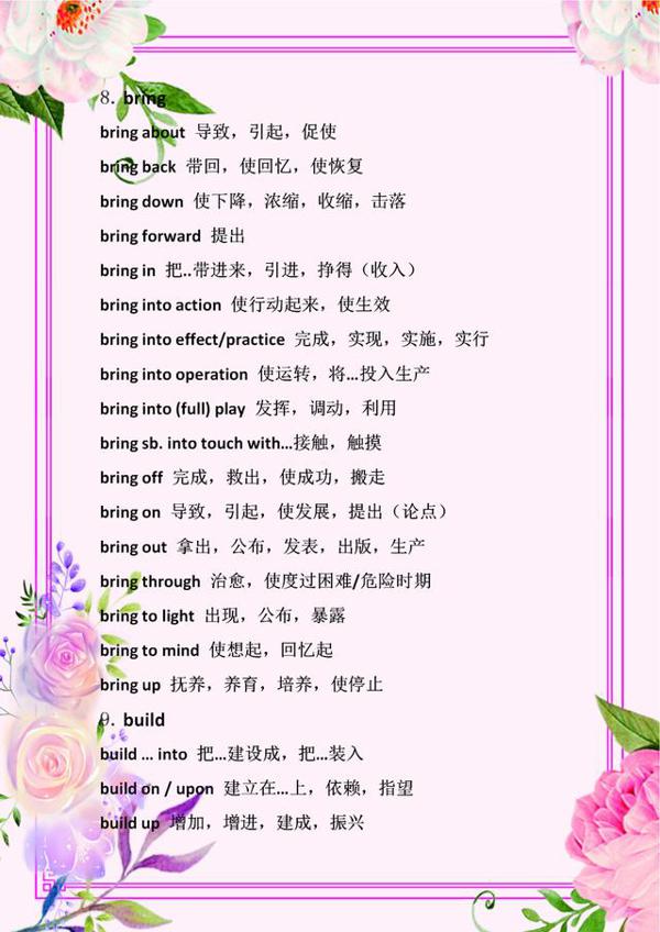 初中英语常考高级词组汇总,认认真真背熟,放进作文里很亮眼! 4
