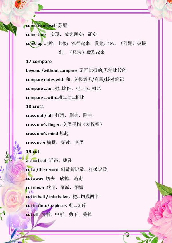 初中英语常考高级词组汇总,认认真真背熟,放进作文里很亮眼! 6