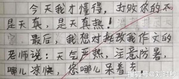 小学生作文“热死了”走红网络，老师：优秀，你该当我老师 2
