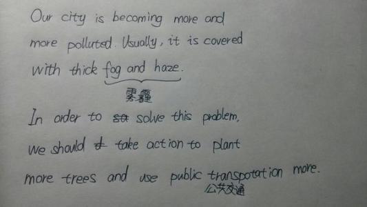 关于雾霾的英语作文