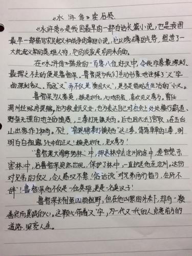 水浒传读后感作文800字